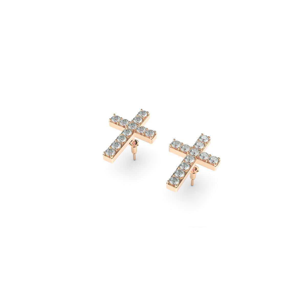 Gesegnet | Roségold Vermeil | CZ Diamant Kreuz Ohrringe